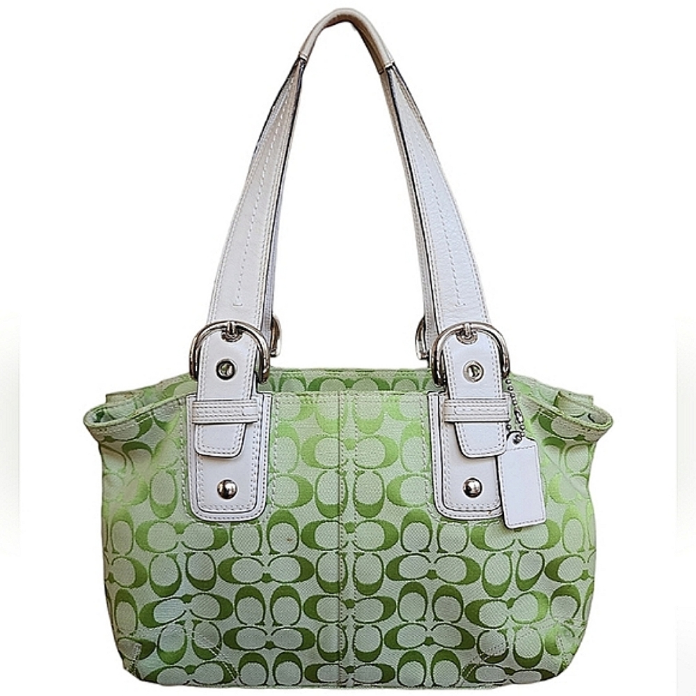 ☆SOLD: Vintage Coach Pistachio Green Monogram Shoulder Handbag☆ - Picture 2 of 8